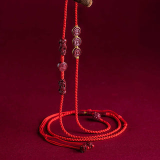 Buddha Gift Natural Cinnabar PiXiu Calm Blessing Red String Belly Chain