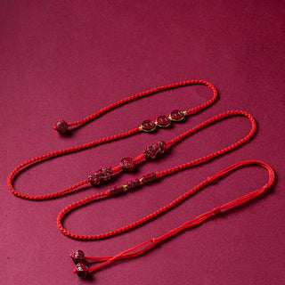 Buddha Gift Natural Cinnabar PiXiu Calm Blessing Red String Belly Chain