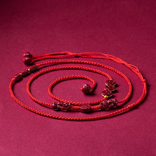 Buddha Gift Natural Cinnabar PiXiu Calm Blessing Red String Belly Chain
