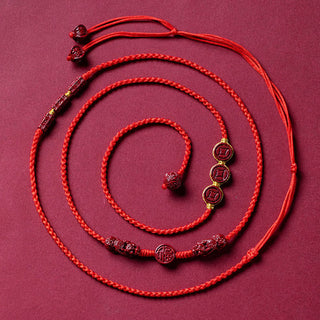 Buddha Gift Natural Cinnabar PiXiu Calm Blessing Red String Belly Chain