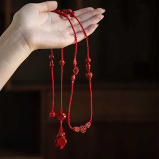Buddha Gift Natural Cinnabar Calm Blessing Red String Belly Chain