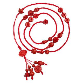 Buddha Gift Natural Cinnabar Calm Blessing Red String Belly Chain