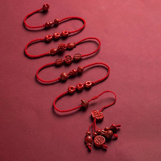 Buddha Gift Natural Cinnabar Calm Blessing Red String Belly Chain