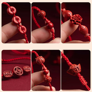 Buddha Gift Natural Cinnabar Calm Blessing Red String Belly Chain