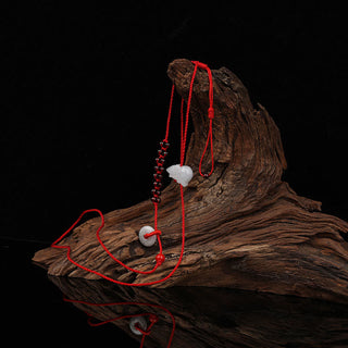 Buddha Gift Chinese Zodiac Natural Garnet Peace Buckle Blessing Red String Belly Chain