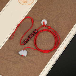 Buddha Gift Chinese Zodiac Natural Garnet Peace Buckle Blessing Red String Belly Chain