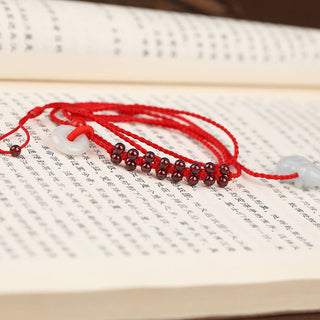 Buddha Gift Chinese Zodiac Natural Garnet Peace Buckle Blessing Red String Belly Chain