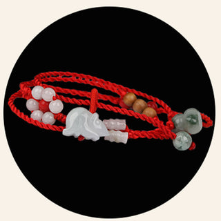 Buddha Gift Chinese Zodiac Peach Wood Blessing Red String Belly Chain