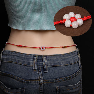Buddha Gift Chinese Zodiac Peach Wood Blessing Red String Belly Chain