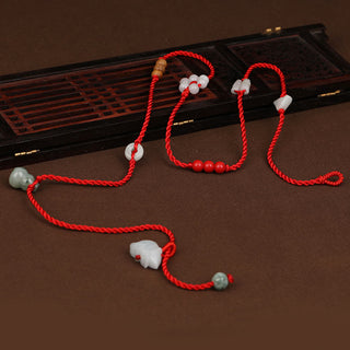 Buddha Gift Chinese Zodiac Peach Wood Blessing Red String Belly Chain