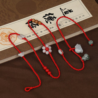 Buddha Gift Chinese Zodiac Peach Wood Blessing Red String Belly Chain