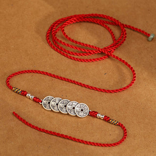 Buddha Gift 999 Sterling Silver Blessing Red String Belly Chain