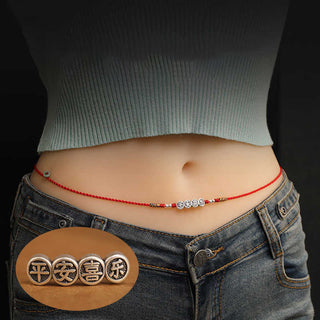 Buddha Gift 999 Sterling Silver Blessing Red String Belly Chain
