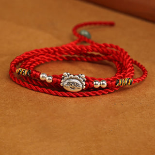 Buddha Gift 999 Sterling Silver Blessing Red String Belly Chain