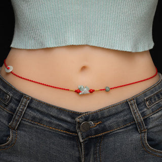 Buddha Gift Jade Peace Buckle Blessing Red String Belly Chain