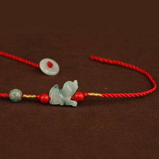 Buddha Gift Jade Peace Buckle Blessing Red String Belly Chain
