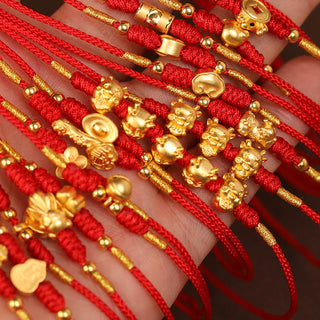 Buddha Gift 999 Solid Gold Red String Belly Chain