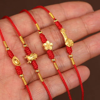 Buddha Gift 999 Solid Gold Red String Belly Chain
