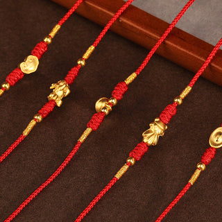 Buddha Gift 999 Solid Gold Red String Belly Chain