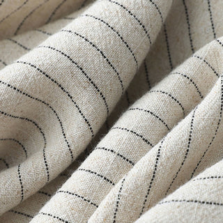 Buddha Gift Vertical Striped Cotton Linen High Waist Wide Leg Pants With Pockets