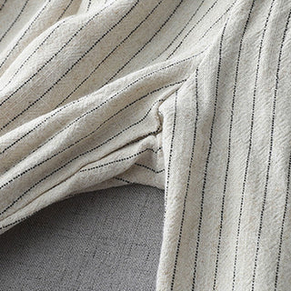 Buddha Gift Vertical Striped Cotton Linen High Waist Wide Leg Pants With Pockets