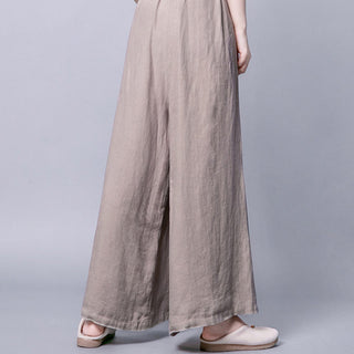 Buddha Gift Casual Cotton Frog-Button High Waist Wide Leg Pants With Pockets