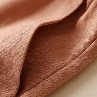 Buddha Gift Casual Cotton Linen High Waist Lace-up Wide Leg Pants With Pockets