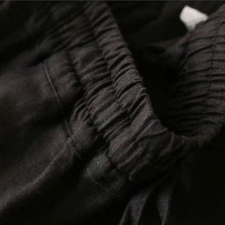 Buddha Gift Casual Cotton Linen High Waist Lace-up Wide Leg Pants With Pockets