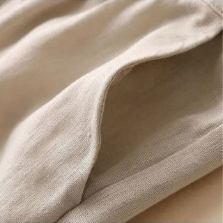 Buddha Gift Casual Cotton Linen High Waist Lace-up Wide Leg Pants With Pockets