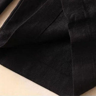 Buddha Gift Casual Cotton Linen High Waist Lace-up Wide Leg Pants With Pockets