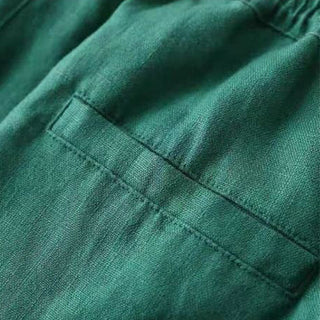 Buddha Gift Casual Cotton Linen High Waist Lace-up Wide Leg Pants With Pockets