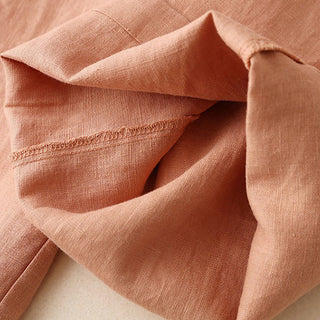 Buddha Gift Casual Cotton Linen High Waist Lace-up Wide Leg Pants With Pockets