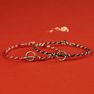 Buddha Gift 925 Sterling Silver Peace Buckle Luck String Bracelet