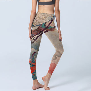 Buddha Gift Dunhuang Flying Apsaras Auspicious Clouds Print Fitness Leggings Women's Yoga Pants