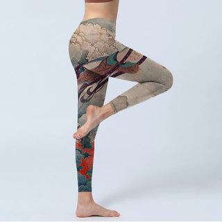 Buddha Gift Dunhuang Flying Apsaras Auspicious Clouds Print Fitness Leggings Women's Yoga Pants