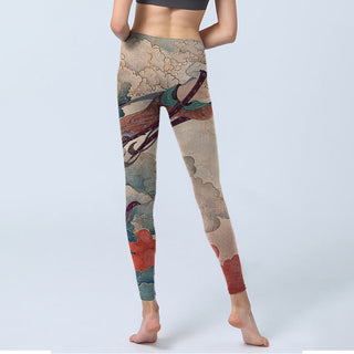 Buddha Gift Dunhuang Flying Apsaras Auspicious Clouds Print Fitness Leggings Women's Yoga Pants