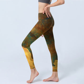 Buddha Gift Auspicious Clouds Print Lycra Fabric Fitness Leggings Women's Yoga Pants