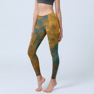 Buddha Gift Dark Goldenrod Mountain Print Fitness Leggings Women's Yoga Pants