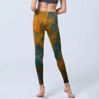 Buddha Gift Dark Goldenrod Mountain Print Fitness Leggings Women's Yoga Pants