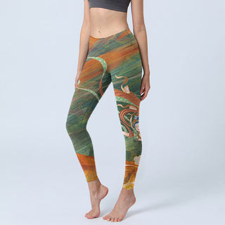 Buddha Gift Dunhuang Flying Apsaras Print Gym Leggings Women's Yoga Pants