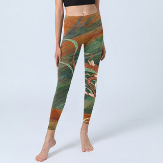 Buddha Gift Dunhuang Flying Apsaras Print Gym Leggings Women's Yoga Pants