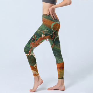 Buddha Gift Dunhuang Flying Apsaras Print Gym Leggings Women's Yoga Pants