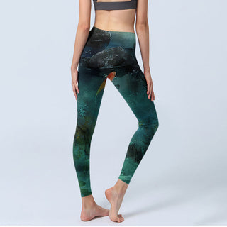 Buddha Gift Pond Koi Fish Rocks Print Sports Leggings Women's Yoga Pants