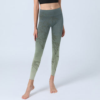 Buddha Gift Bamboo Leaves Sketch Print Sports Leggings Women's Yoga Pants