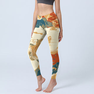 Buddha Gift Colorful Clouds Print Fitness Leggings Women's Yoga Pants