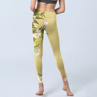 Buddha Gift Flowers Plants Butterfly Print Fitness Leggings Women's Yoga Pants