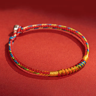 Buddha Gift Multicolor Red String Alloy 925 Sterling Silver Buckle Protection Bracelet