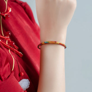 Buddha Gift Multicolor Red String Alloy 925 Sterling Silver Buckle Protection Bracelet