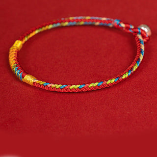 Buddha Gift Multicolor Red String Alloy 925 Sterling Silver Buckle Protection Bracelet