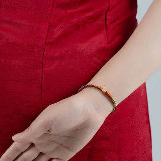 Buddha Gift Multicolor Red String Alloy 925 Sterling Silver Buckle Protection Bracelet